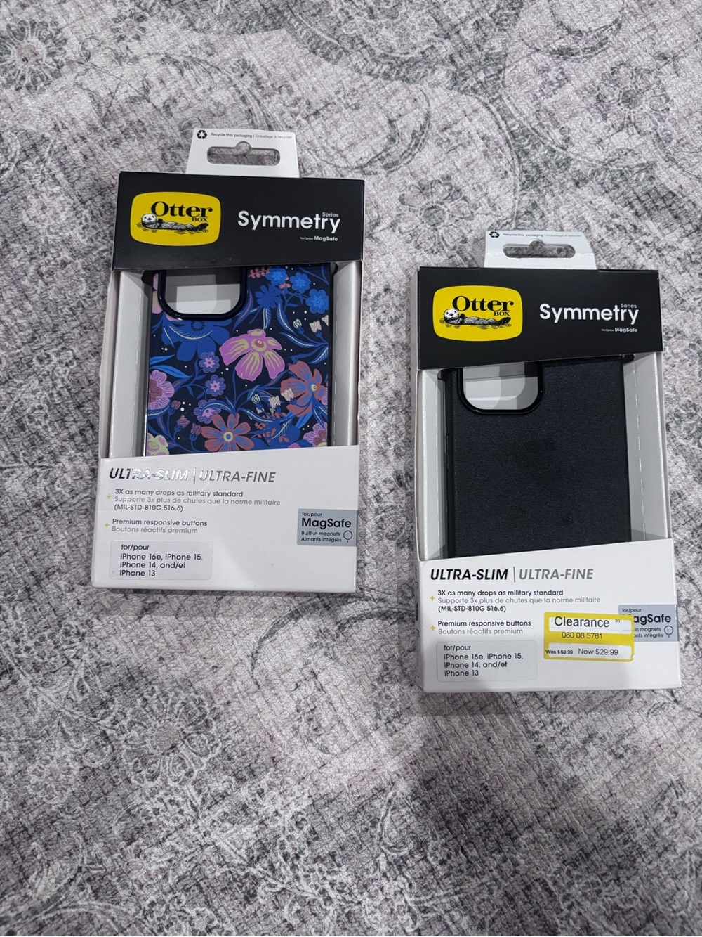 iPhone 13 14 15 16 OtterBox Symmetry Ultra-Slim Cases Bundle - Black & Floral